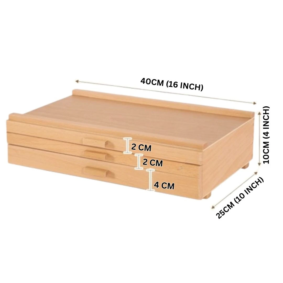3-Drawer Wood Artist Supply Storage Box