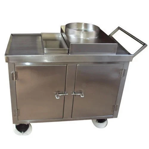 Hospital Food Serving Trolley – Manual Stainless Steel Cart